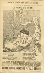 Illustration av Adolphe dit Willette (1857-1926) i Le Pelerin, 22/12/07 - Babyns dröm - Reclamation Publicity, Maternity - Ängel