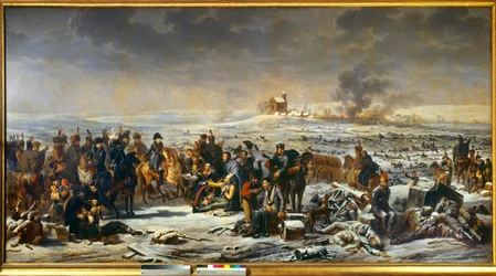 Preussens och Polens kampanj (1806-1807) "" Napoleon I (1769-1821) på slagfältet vid Eylau 9/02/1807" Målning av Adolphe Roehn (1780-1867) 1807 Boissy saint Leger. Grosbois slott