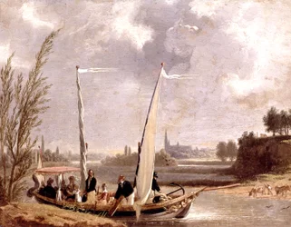 Louis-Philippe och hans familj i en båt vid Neuilly