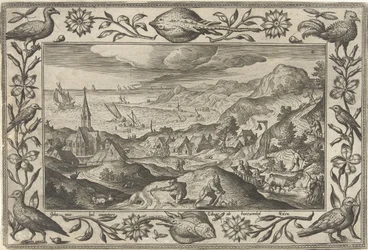 Kaninjakt Landskap med bibliska, mytologiska scener och jaktscener (serietitel)