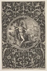 Paris i en dekorativ ram med grotesker, ca. 1580-1600.