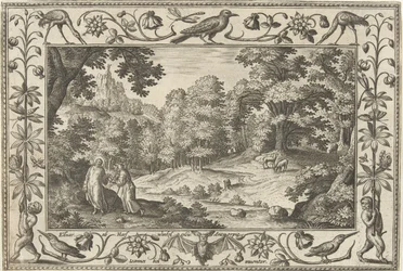 Frestelse i öknen Landskap med bibliska, mytologiska scener och jaktscener (serietitel)