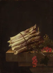 Stilleben med sparris och röda vinbär, 1696.