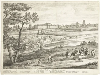 Utsikt över Bethune (vänster ark) Veuë de la Ville de Bethune en Artois (titel på objekt)
