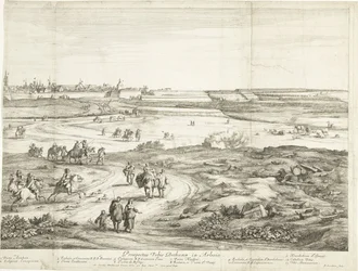 Utsikt över Bethune (höger blad) Veuë de la Ville de Bethune en Artois (titel på objekt)