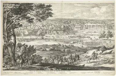 Utsikt över slottet Fontainebleau (vänster sida) Veuë du Chasteau de Fontainebleau du costé du Jardin (titel på objekt)