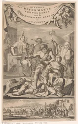 Franska reformerta kyrkan attackerad av man med gissel Titelsida för: E. Benoist, Historie der Reformeerde Kerken van Vrankrijk, 1696
