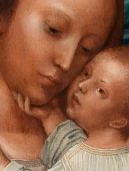 Detalj av Madonna med Johannes Döparen och Saint Hieronymus (olja på panel)