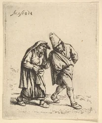 Man och kvinna gående, 1610-85.