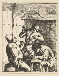 Sångare som står mellan två rökare, 1610-85.