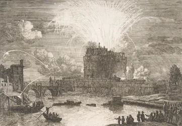 Fyrverkerier i Rom över Castel Sant