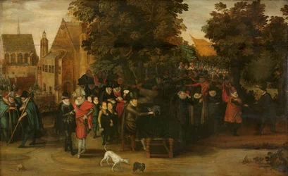 Satirisk föreställning om holländsk politik ca 1620, ca 1619-1620 (olja på pannå)