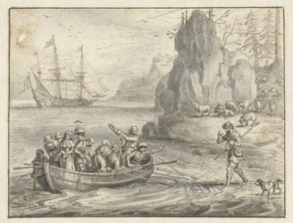 Celadon ber pirater att ta honom tillsammans med hans bortförda fru, Galatea