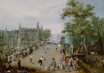 Jeu de Paume före ett lantpalats, ca 1614
