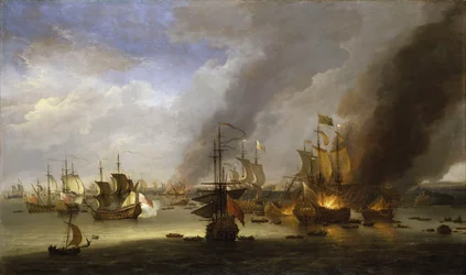 Förstörelsen av "Soleil Royal" i slaget vid La Hogue, 23 maj 1692, ca 1700 (oljemålning)