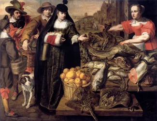 En dam på fiskmarknaden i Antwerpen, 1630-1640.