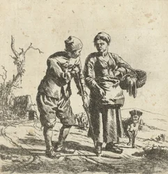 Bonde och hans fru i samtal