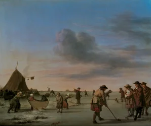 Wachezaji gofu kwenye Ice karibu na Haarlem, 1668 (jopo)swed