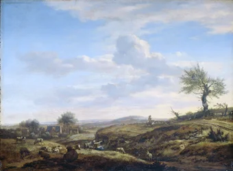 Kuperat landskap med en High Road, 1660-70