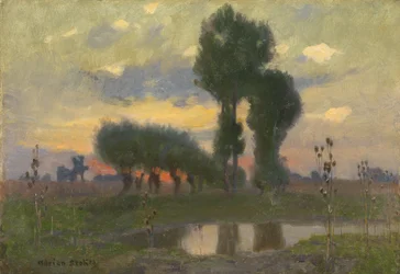 Kväll på slätten (olja på tavla)