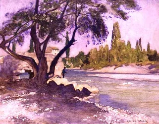 Durance vid Sisteron, Frankrike (akvarell på papper)