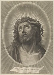 Kristi huvud tittar upp med törnekrona, i en oval ram, efter Reni, ca. 1..., ca. 1653-67.