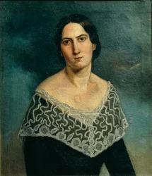 Porträtt av Mrs. Bonini Gardi (olja på duk)