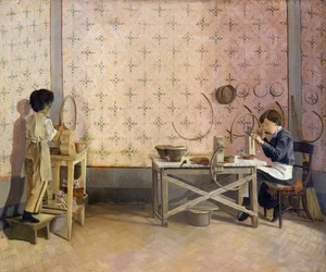 Barn som arbetar i alabaster