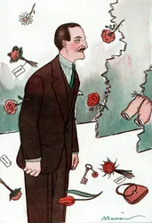 Skämtteckning av den franske komikern Victor Boucher (1877-1942) - Teckning av Adrien Barrere (1877-1931) från Fantasio