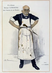Clémenceau som slaktare - av Barrère, i "" Fantasio"" från 1906-10-01