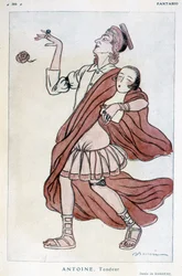 Komediteckning av Barrere om Andre Antoine (1858-1943), fransk regissör, teoretiker skådespelare och teaterchef - i "Fantasio"" från 1927-01-15.