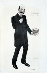 Joseph Caillaux, hyresminister - Illustration av Adrien Barrere (1877-1931) i "" Fantasio"" av 1907-02-15