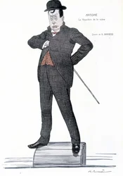 Porträtt av Andre Antoine (1858-1943), fransk regissör, skådespelare, teoretiker och teaterregissör - Teckning av A. Barrere - i "" Fantasio""", 1907-06-01.