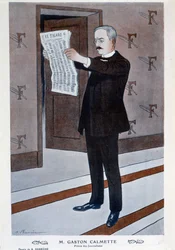 Porträtt av Gaston Calmette, regissör av Figaro, av Barrère, "" Fantasio""