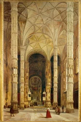 Interiör från kyrkan i Belem, Lissabon (målning på duk)