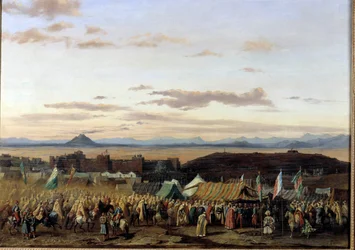 Fångsten av Setif i Algeriet av hertigen av Orleanss trupper Målning av Adrien Dauzats (1804-1868) 1839 Orleans, Museum of Fine Arts