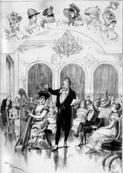 Framförande av en opera: "" Janot"" på en musik av Charles Lecocq (1832-1918) och ett libretto av Ludovic Halevy (1834-1908) och Henri (Henry) Meilhac (1831-1897) med Marie Desclauzas (1840-1912) ) (Alexina), Alfred Jolly (18.. -1891) (Chateauminet), Jeane