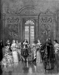 Teaterrepresentation: "The impromptu of Versailles"" av Moliere. Paris, Comedie Francaise