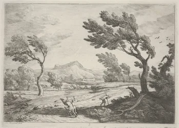 Landskap med resenärer i stark vind, ca 1753 (etsning)