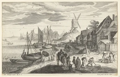 Kustlandskap med väderkvarn