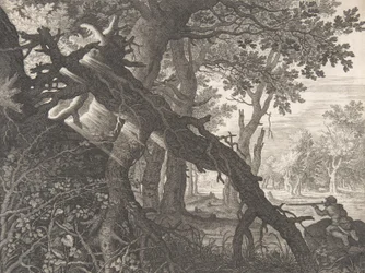En skog med en kaninjakt,.n.d.