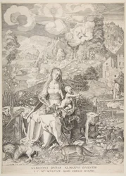 Jungfru och barn i ett landskap, ca. 1597.