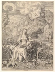 Jungfru och barn i ett landskap, ca. 1597.