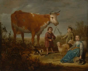Barn och en ko, 1635-39.