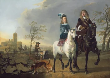 Lady och gentleman på hästryggen