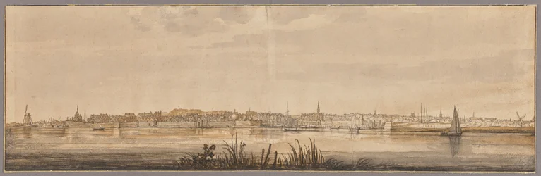 Panoramautsikt över Dordrecht och floden Maas
