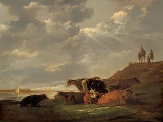 Flodlandskap med kor, 16451650.