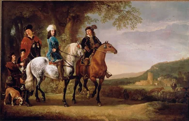 De holländska adelsmännen går till häst. Målning av Albert (Aelbert eller Aelbrecht) Cuyp (1620-1691) 1600-talet sön. 119x152,5 cm Paris, Louvren