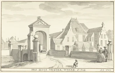 Havezathe Vechterweerd nära Zwolle 1729 Het HUYS VEGTER-WEERD Ao 1729 (titel på objekt)