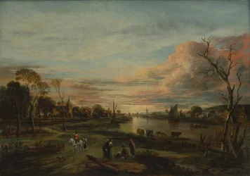 Landskap vid solnedgången, 1650-talet.